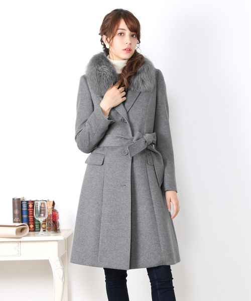 Filomo（フィローモ）の「[Filomo]カシミヤファー付きウールコート（ステンカラーコート・レディース・モカ/グレー/ブラック・9号/11号/13号）」の5枚目の写真