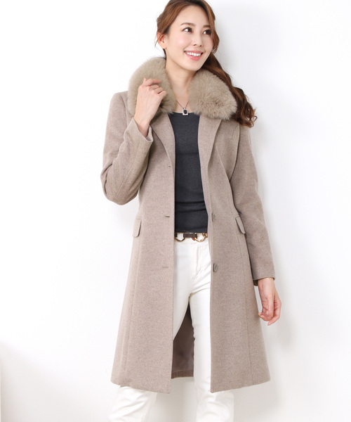 Filomo（フィローモ）の「[Filomo]カシミヤファー付きウールコート（ステンカラーコート・レディース・モカ/グレー/ブラック・9号/11号/13号）」の6枚目の写真