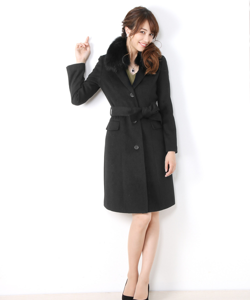Filomo（フィローモ）の「[Filomo]カシミヤファー付きウールコート（ステンカラーコート・レディース・モカ/グレー/ブラック・9号/11号/13号）」の7枚目の写真