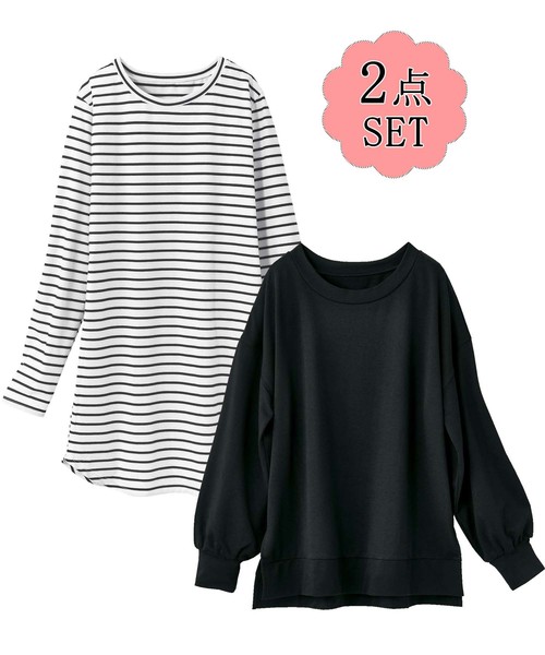 GeeRA(ジーラ)の「【2点セット】Tシャツワンピ&トレーナーアンサンブル(アンサンブル・レディース・杢グレー/ブラック/パープル・XX-LARGE/SMALL/MEDIUM/LARGE/X-LARGE)」の12枚目の写真