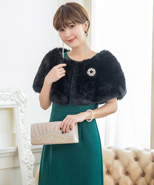 DRESS STAR（ドレス スター）の「フェイクパール×ラインストーンプリーツバッグ（クラッチバッグ・レディース・ブラック/ベージュ/シルバー・フリー）」の7枚目の写真