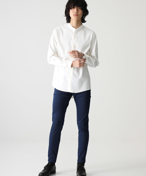 STUDIOUS（ステュディオス）の「【STUDIOUS】ハイパワーストレッチサテンスキニー（デニムパンツ・メンズ・ブルー/ブラック・3/1/2）」の5枚目の写真