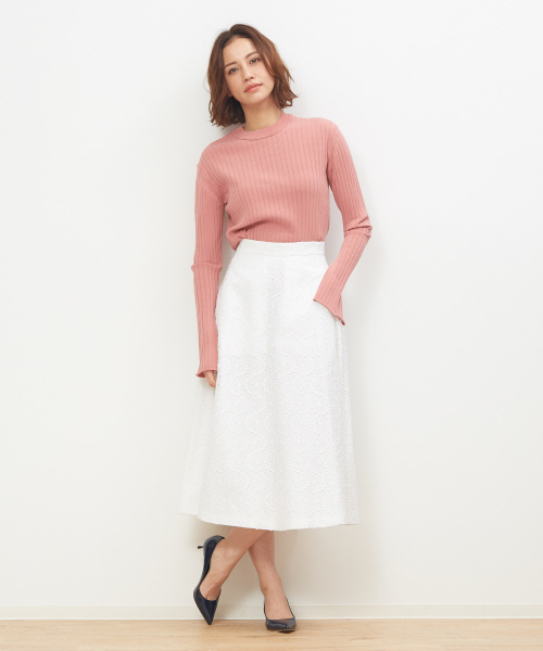 DESIGNWORKS（デザインワークス）の「ワイドリブ2WAYプルオーバーニット（ニット/セーター・レディース・ホワイト/グレイッシュブルー/ピンク/ブラック・38）」の5枚目の写真