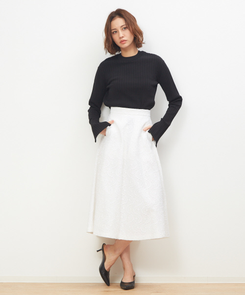 DESIGNWORKS（デザインワークス）の「ワイドリブ2WAYプルオーバーニット（ニット/セーター・レディース・ホワイト/グレイッシュブルー/ピンク/ブラック・38）」の7枚目の写真