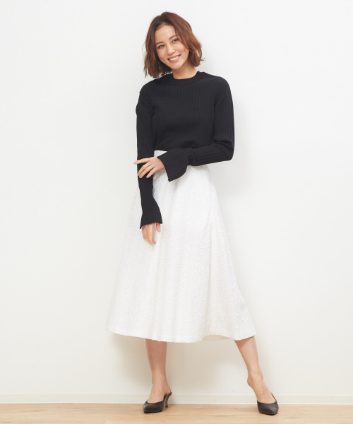 DESIGNWORKS（デザインワークス）の「ワイドリブ2WAYプルオーバーニット（ニット/セーター・レディース・ホワイト/グレイッシュブルー/ピンク/ブラック・38）」の8枚目の写真