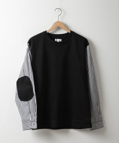 NILWAY(ニルウェイ)の「袖ストライプ 裏毛素材レイヤードカットソー(Tシャツ/カットソー・メンズ・ブラック/ベージュ/ネイビー・MEDIUM/LARGE/X-LARGE)」の11枚目の写真