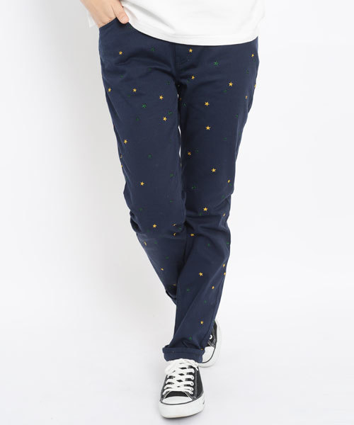 X-girl（エックスガール）の「STAR-EMBROIDERY CHINO PANTS（カーゴパンツ・レディース・ベージュ/レッド/ネイビー・0/2/1）」の2枚目の写真