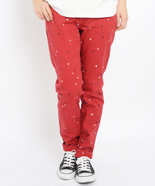 X-girl（エックスガール）の「STAR-EMBROIDERY CHINO PANTS（カーゴパンツ・レディース・ベージュ/レッド/ネイビー・0/2/1）」の3枚目の写真