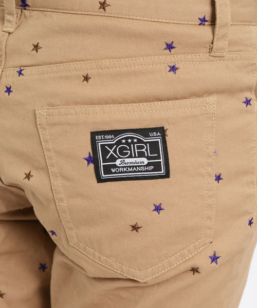 X-girl（エックスガール）の「STAR-EMBROIDERY CHINO PANTS（カーゴパンツ・レディース・ベージュ/レッド/ネイビー・0/2/1）」の6枚目の写真