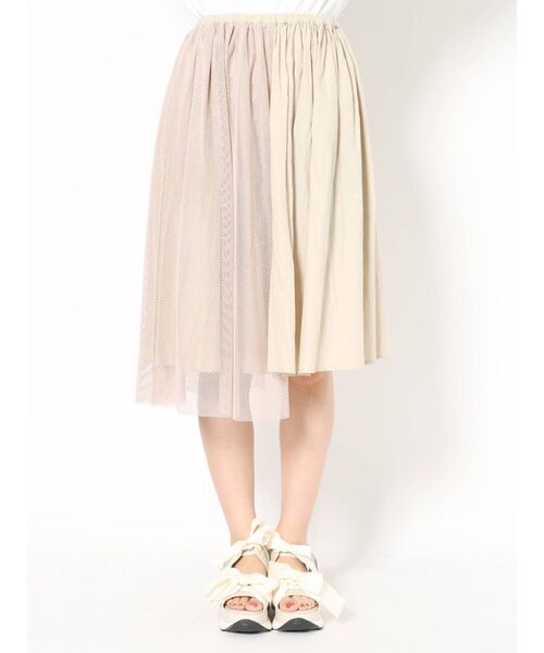 merry jenny(メリージェニー)の「メッシュレイヤードギャザースカート(スカート・レディース・オフホワイト/ブラック/ベージュ・FREE)」の4枚目の写真