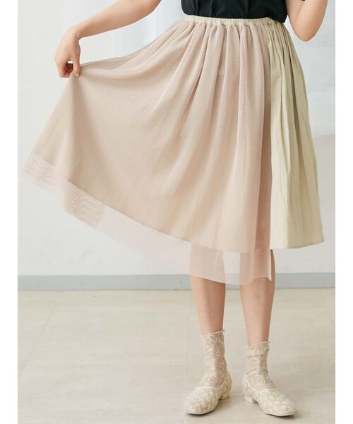 merry jenny(メリージェニー)の「メッシュレイヤードギャザースカート(スカート・レディース・オフホワイト/ブラック/ベージュ・FREE)」の15枚目の写真