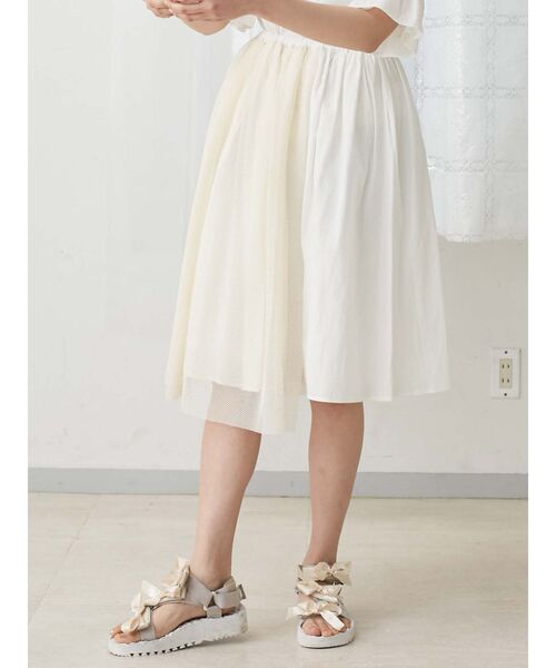 merry jenny(メリージェニー)の「メッシュレイヤードギャザースカート(スカート・レディース・オフホワイト/ブラック/ベージュ・FREE)」の16枚目の写真