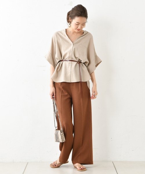 DouDou（ドゥドゥ）の「ワイドカフスシャツ（シャツ/ブラウス・レディース・ブラック/ベージュ・FREE）」の11枚目の写真