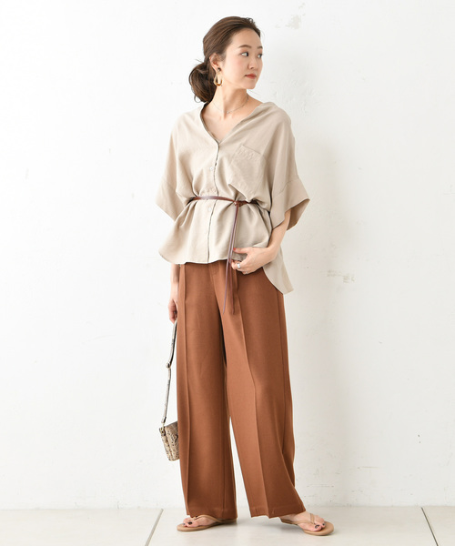 DouDou（ドゥドゥ）の「ワイドカフスシャツ（シャツ/ブラウス・レディース・ブラック/ベージュ・FREE）」の12枚目の写真