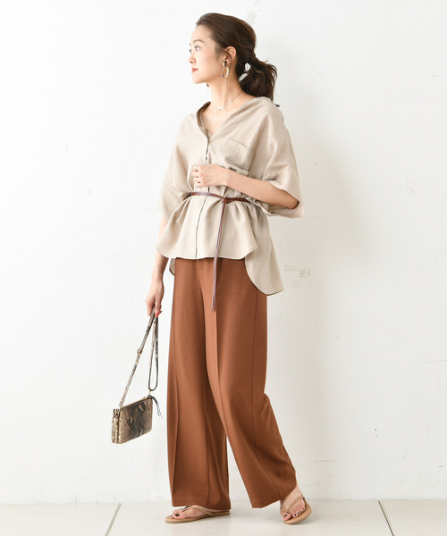 DouDou（ドゥドゥ）の「ワイドカフスシャツ（シャツ/ブラウス・レディース・ブラック/ベージュ・FREE）」の14枚目の写真