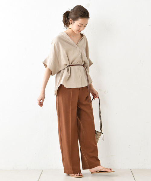 DouDou（ドゥドゥ）の「ワイドカフスシャツ（シャツ/ブラウス・レディース・ブラック/ベージュ・FREE）」の17枚目の写真