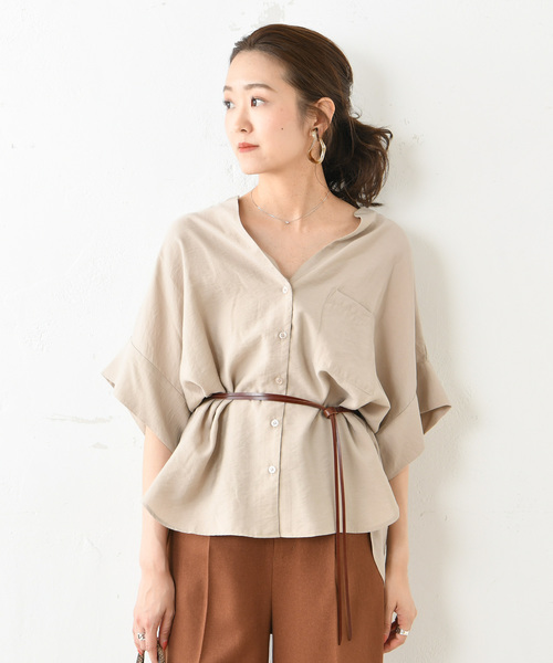 DouDou（ドゥドゥ）の「ワイドカフスシャツ（シャツ/ブラウス・レディース・ブラック/ベージュ・FREE）」の20枚目の写真