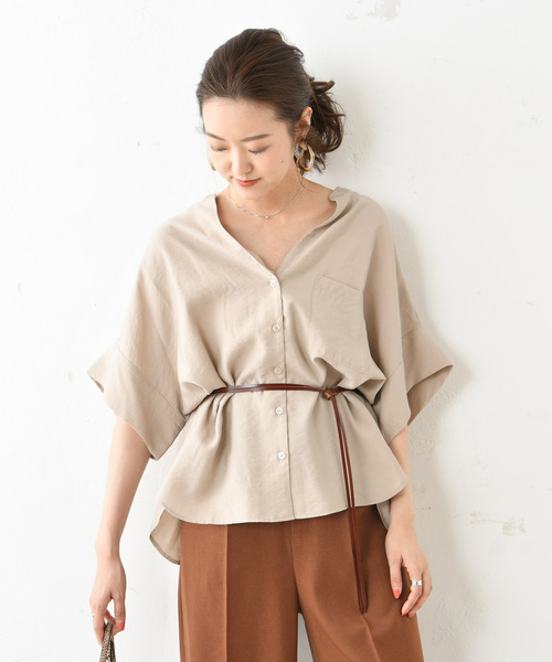 DouDou（ドゥドゥ）の「ワイドカフスシャツ（シャツ/ブラウス・レディース・ブラック/ベージュ・FREE）」の21枚目の写真