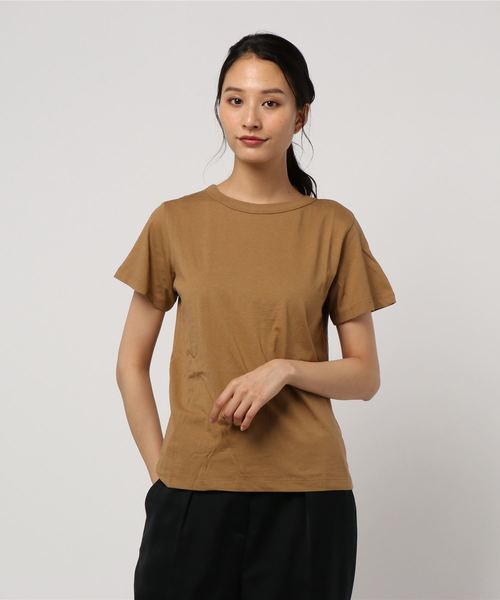 AMERICAN HOLIC（アメリカンホリック）の「クルーネック半袖カットプルオーバー＊（Tシャツ/カットソー・レディース・ブラック/ネイビー/オフホワイト/ピンク/イエロー/ベージュ系その他/キャメル・L/M）」の7枚目の写真