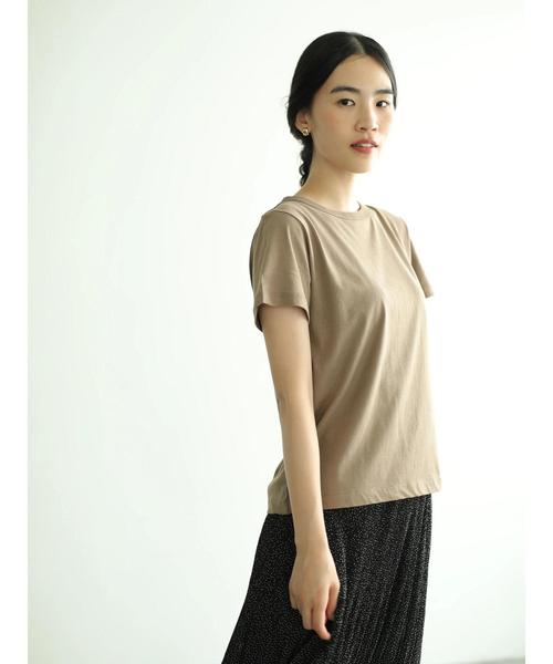 AMERICAN HOLIC（アメリカンホリック）の「クルーネック半袖カットプルオーバー＊（Tシャツ/カットソー・レディース・ブラック/ネイビー/オフホワイト/ピンク/イエロー/ベージュ系その他/キャメル・L/M）」の19枚目の写真