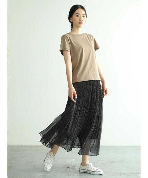 AMERICAN HOLIC（アメリカンホリック）の「クルーネック半袖カットプルオーバー＊（Tシャツ/カットソー・レディース・ブラック/ネイビー/オフホワイト/ピンク/イエロー/ベージュ系その他/キャメル・L/M）」の22枚目の写真