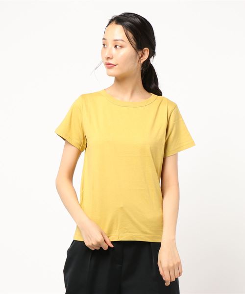 AMERICAN HOLIC（アメリカンホリック）の「クルーネック半袖カットプルオーバー＊（Tシャツ/カットソー・レディース・ブラック/ネイビー/オフホワイト/ピンク/イエロー/ベージュ系その他/キャメル・L/M）」の10枚目の写真