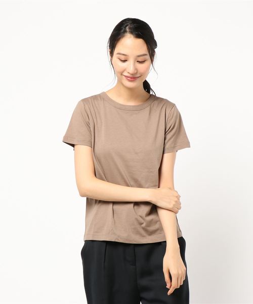 AMERICAN HOLIC（アメリカンホリック）の「クルーネック半袖カットプルオーバー＊（Tシャツ/カットソー・レディース・ブラック/ネイビー/オフホワイト/ピンク/イエロー/ベージュ系その他/キャメル・L/M）」の16枚目の写真