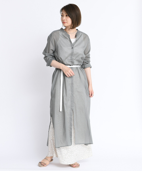 DouDou（ドゥドゥ）の「ロングシャツワンピース（ワンピース・レディース・ベージュ/グレー/ダークブラウン・FREE）」の14枚目の写真