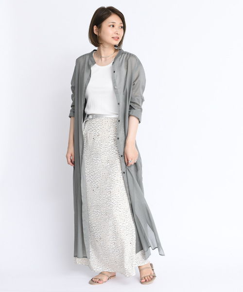 DouDou（ドゥドゥ）の「ロングシャツワンピース（ワンピース・レディース・ベージュ/グレー/ダークブラウン・FREE）」の7枚目の写真