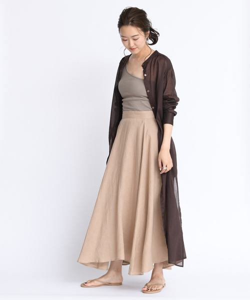DouDou（ドゥドゥ）の「ロングシャツワンピース（ワンピース・レディース・ベージュ/グレー/ダークブラウン・FREE）」の4枚目の写真