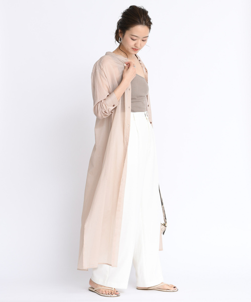 DouDou（ドゥドゥ）の「ロングシャツワンピース（ワンピース・レディース・ベージュ/グレー/ダークブラウン・FREE）」の19枚目の写真