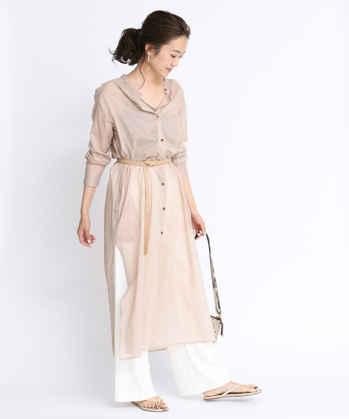 DouDou（ドゥドゥ）の「ロングシャツワンピース（ワンピース・レディース・ベージュ/グレー/ダークブラウン・FREE）」の12枚目の写真