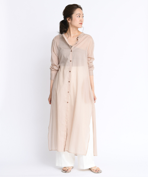 DouDou（ドゥドゥ）の「ロングシャツワンピース（ワンピース・レディース・ベージュ/グレー/ダークブラウン・FREE）」の9枚目の写真