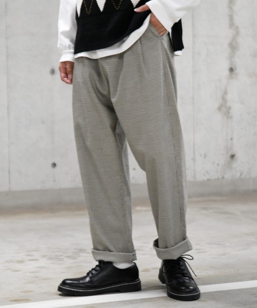 PairPair（ペアペア）の「チェック柄ゆるワイドパンツ（その他パンツ・メンズ・ブラック/ベージュ/ブラウン・FREE）」の2枚目の写真