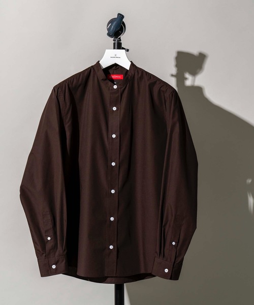 MAISON SPECIAL(メゾンスペシャル)の「【WEB限定】テックブロードスタンドカラーシャツ 【MAISON SPECIAL/メゾンスペシャル】(シャツ/ブラウス・メンズ・ダークブラウン/ベージュ/オフホワイト/カーキ/パープル/イエロー/ブラック/ネイビー/グリーン/バーガンディー/オリーブ/ブルー・44/46/48)」の4枚目の写真