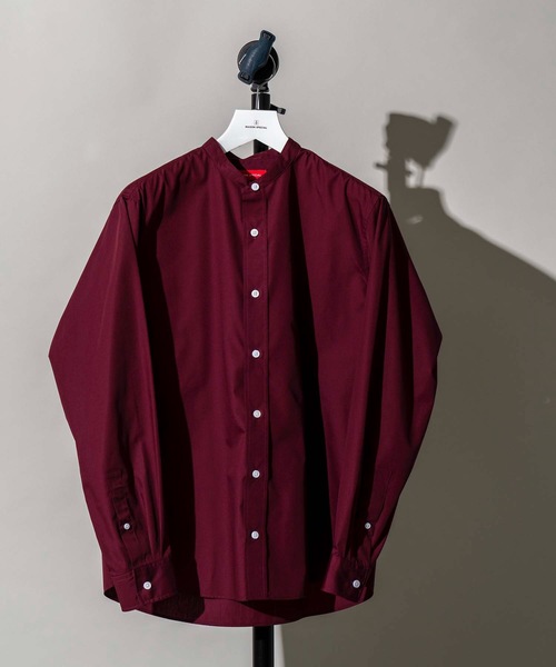 MAISON SPECIAL(メゾンスペシャル)の「【WEB限定】テックブロードスタンドカラーシャツ 【MAISON SPECIAL/メゾンスペシャル】(シャツ/ブラウス・メンズ・ダークブラウン/ベージュ/オフホワイト/カーキ/パープル/イエロー/ブラック/ネイビー/グリーン/バーガンディー/オリーブ/ブルー・44/46/48)」の12枚目の写真