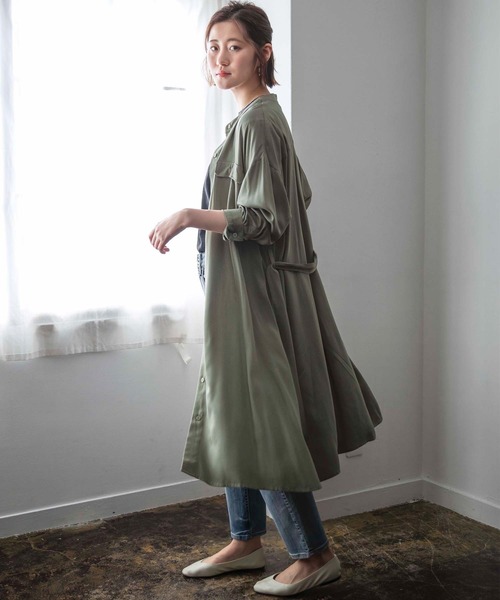 GeeRA(ジーラ)の「ミリタリーデザインシャツOP(ワンピース・レディース・ブラック/カーキ/ベージュ・MEDIUM/LARGE/X-LARGE)」の5枚目の写真