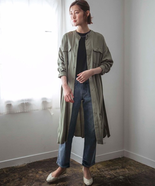 GeeRA(ジーラ)の「ミリタリーデザインシャツOP(ワンピース・レディース・ブラック/カーキ/ベージュ・MEDIUM/LARGE/X-LARGE)」の6枚目の写真