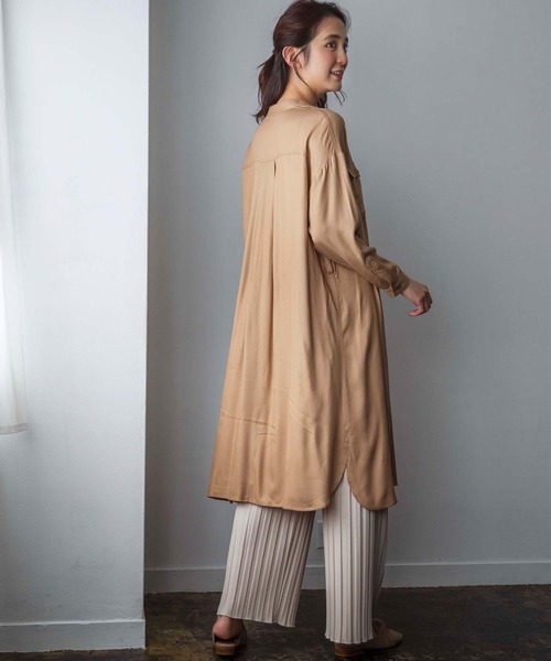 GeeRA(ジーラ)の「ミリタリーデザインシャツOP(ワンピース・レディース・ブラック/カーキ/ベージュ・MEDIUM/LARGE/X-LARGE)」の7枚目の写真