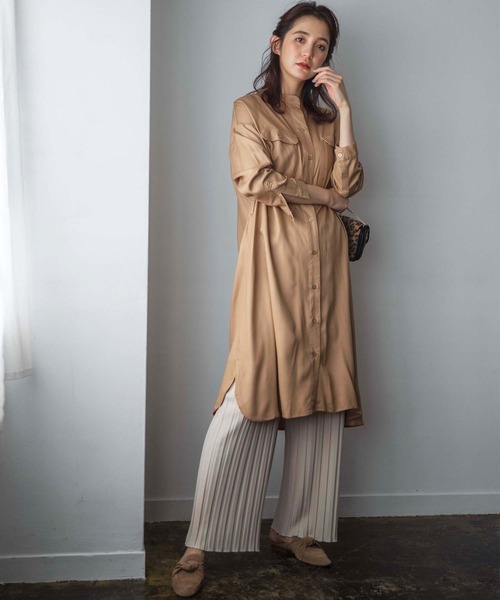 GeeRA(ジーラ)の「ミリタリーデザインシャツOP(ワンピース・レディース・ブラック/カーキ/ベージュ・MEDIUM/LARGE/X-LARGE)」の9枚目の写真