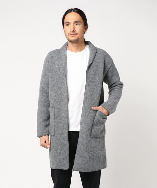 three dots(スリードッツ)の「Men's wool fleece l/s shawl gaun(その他アウター・メンズ・グレー/カーキ・MEDIUM/LARGE/SMALL)」の2枚目の写真