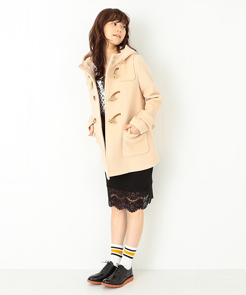 Ray BEAMS(レイビームス)の「◎Ray BEAMS / 綾パイルカット ダッフル コート(ダッフルコート・レディース・ベージュ/ブラック・0/1)」の6枚目の写真