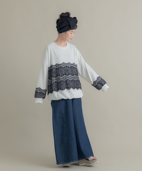 Libra Cue（リブラ キュー）の「Libra パッチレースカットソー（Tシャツ/カットソー・レディース・ホワイト/ブラック・FREE）」の6枚目の写真