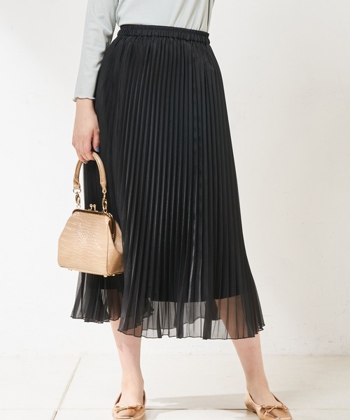 natural couture（ナチュラルクチュール）の「シアープリーツスカート（スカート・レディース・ブラック/ピンク/アイボリー/グリーン・FREE）」の2枚目の写真
