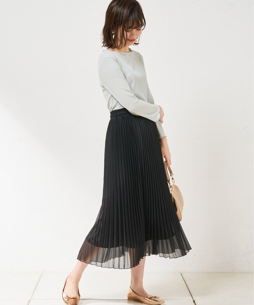 natural couture（ナチュラルクチュール）の「シアープリーツスカート（スカート・レディース・ブラック/ピンク/アイボリー/グリーン・FREE）」の8枚目の写真