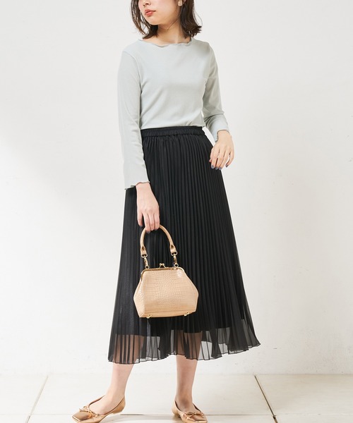 natural couture（ナチュラルクチュール）の「シアープリーツスカート（スカート・レディース・ブラック/ピンク/アイボリー/グリーン・FREE）」の7枚目の写真