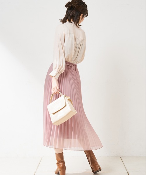 natural couture（ナチュラルクチュール）の「シアープリーツスカート（スカート・レディース・ブラック/ピンク/アイボリー/グリーン・FREE）」の10枚目の写真