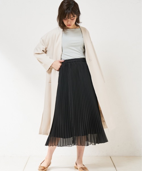 natural couture（ナチュラルクチュール）の「シアープリーツスカート（スカート・レディース・ブラック/ピンク/アイボリー/グリーン・FREE）」の19枚目の写真
