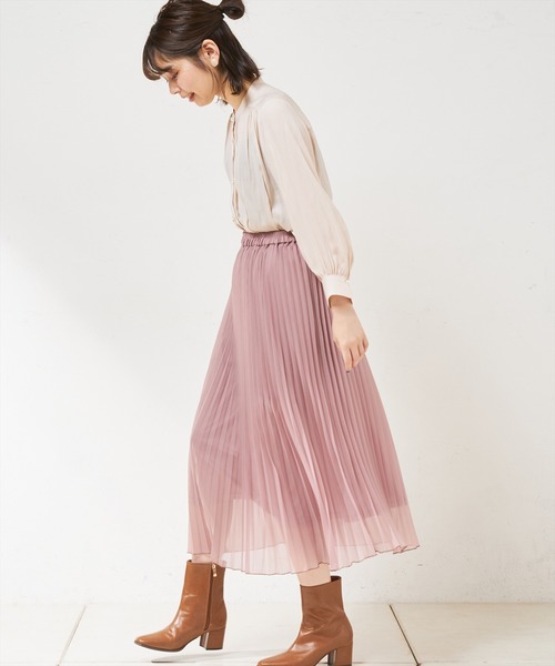 natural couture（ナチュラルクチュール）の「シアープリーツスカート（スカート・レディース・ブラック/ピンク/アイボリー/グリーン・FREE）」の20枚目の写真