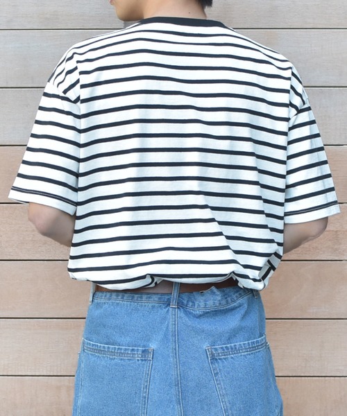 PairPair（ペアペア）の「ボーダーリンクTシャツ（Tシャツ/カットソー・メンズ・ライトブルー/ブラック/ライトベージュ・FREE）」の9枚目の写真